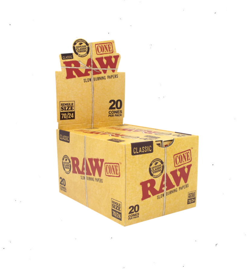 RAW - Classic 20pk Pre Roll Cones (70mm/24mm)(12 packs)