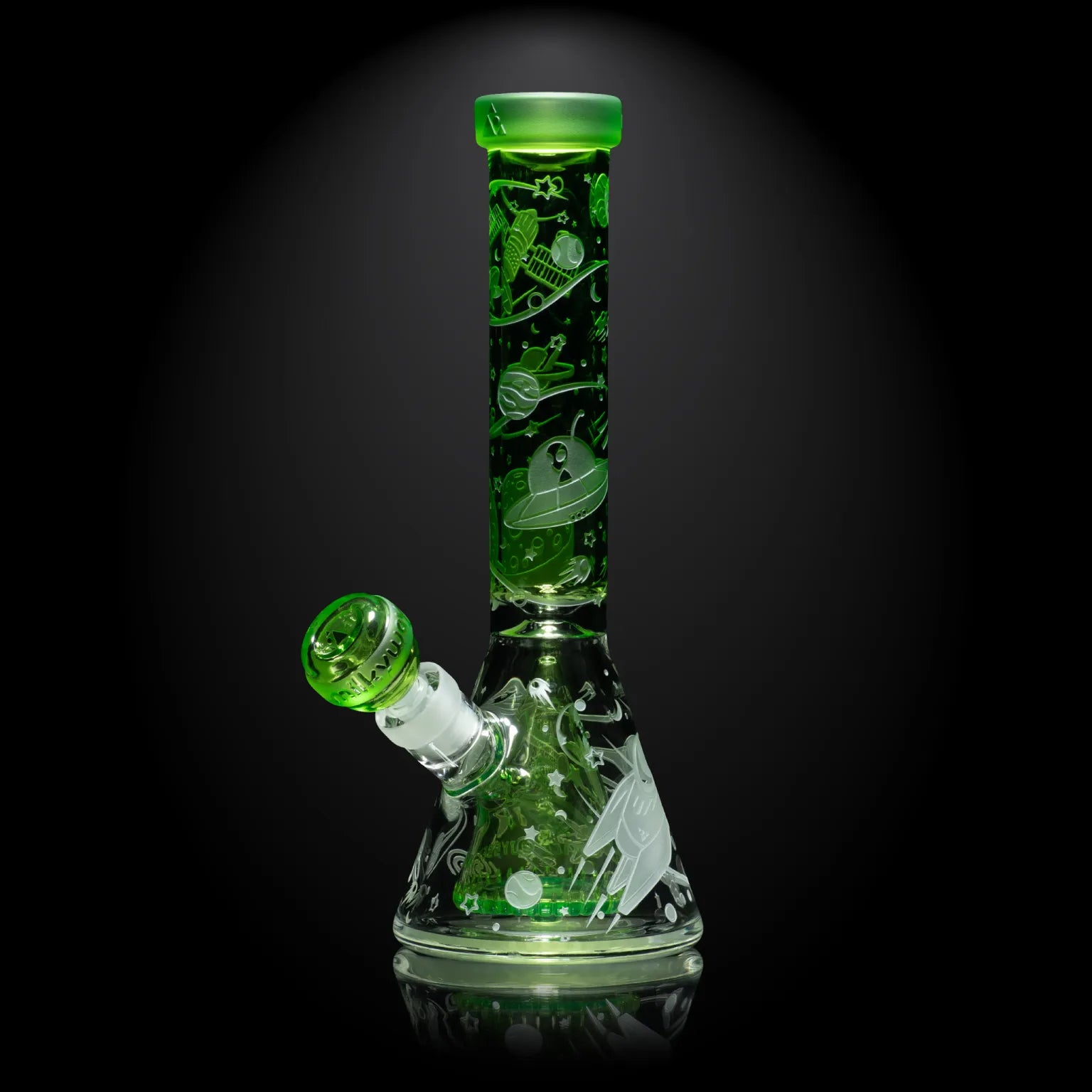 Milky Way Glass - Space Odyssey 3D Beaker w/ Collins Perc - Slime (11")