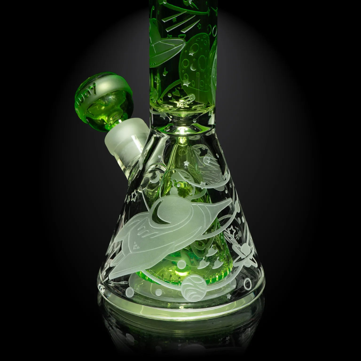 Milky Way Glass - Space Odyssey 3D Beaker w/ Collins Perc - Slime (11")