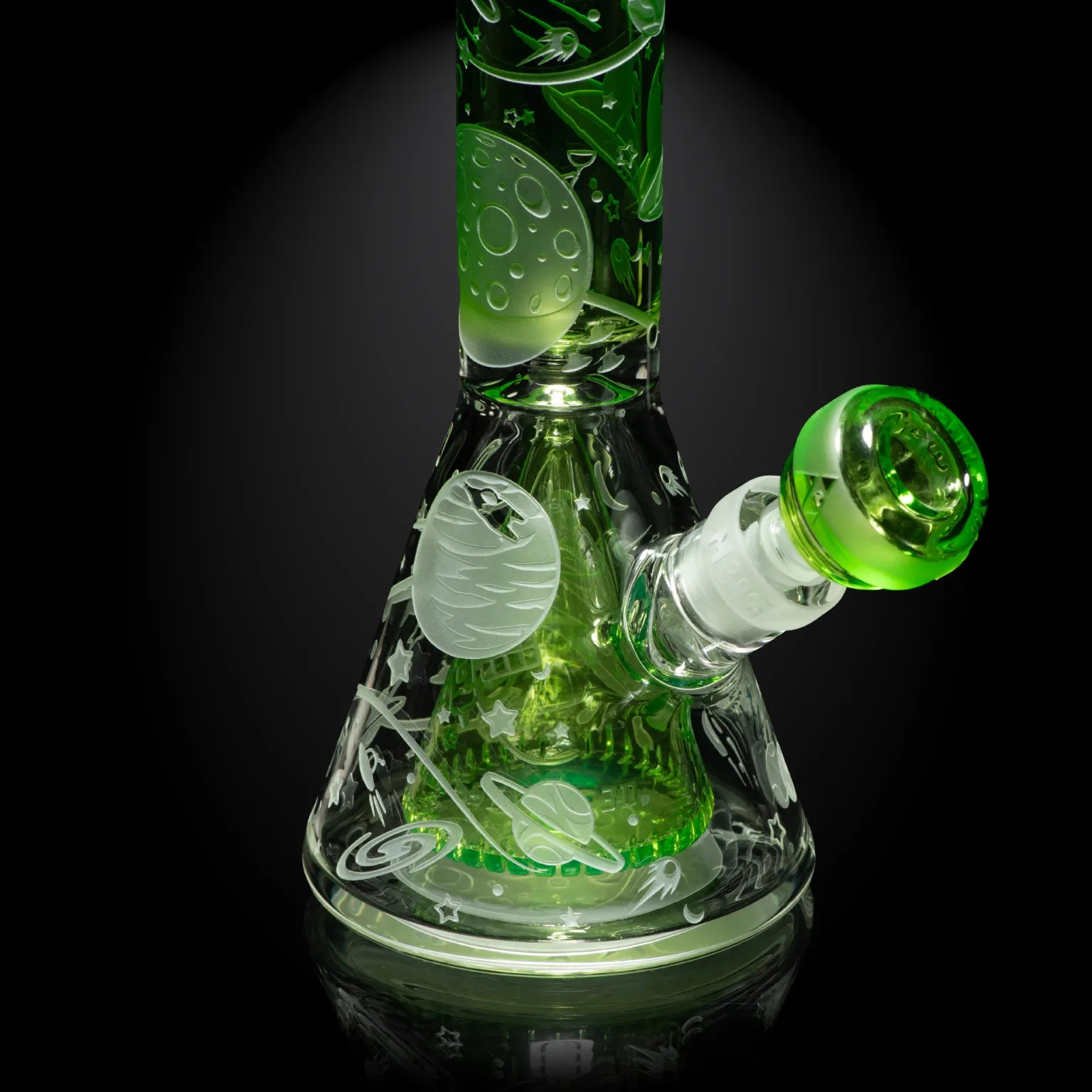 Milky Way Glass - Space Odyssey 3D Beaker w/ Collins Perc - Slime (11")