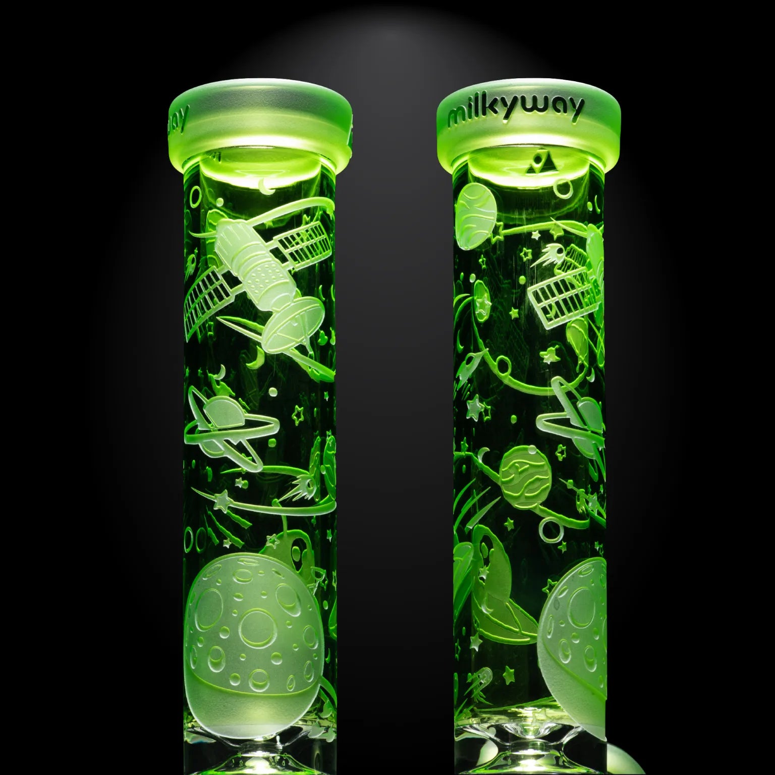 Milky Way Glass - Space Odyssey 3D Beaker w/ Collins Perc - Slime (11")