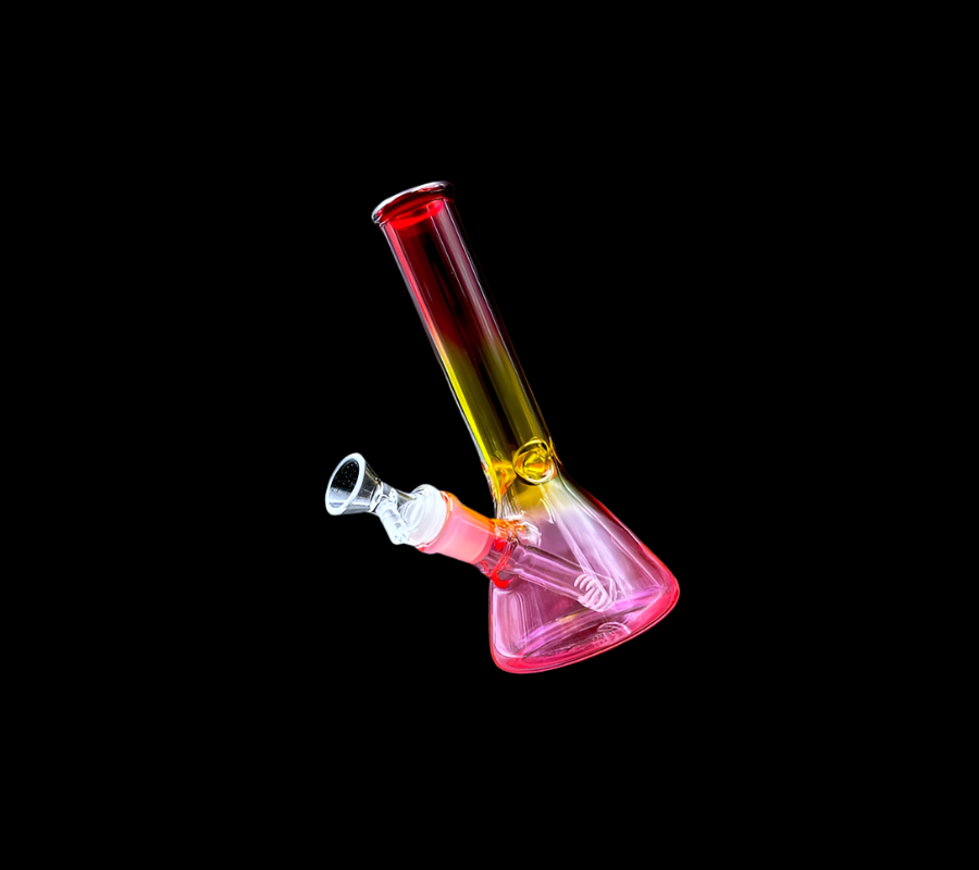 Glass Water Pipe - Mini Multi Rasta Beaker (8")