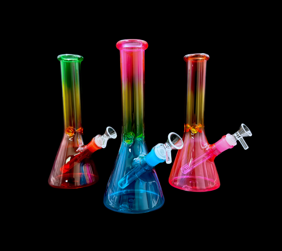 Glass Water Pipe - Multi Rasta Beaker (10")