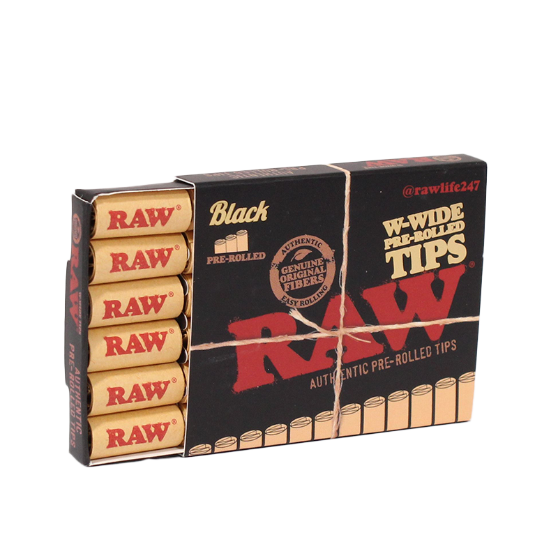 RAW - Black Wide Pre Rolled Tips (20pk)