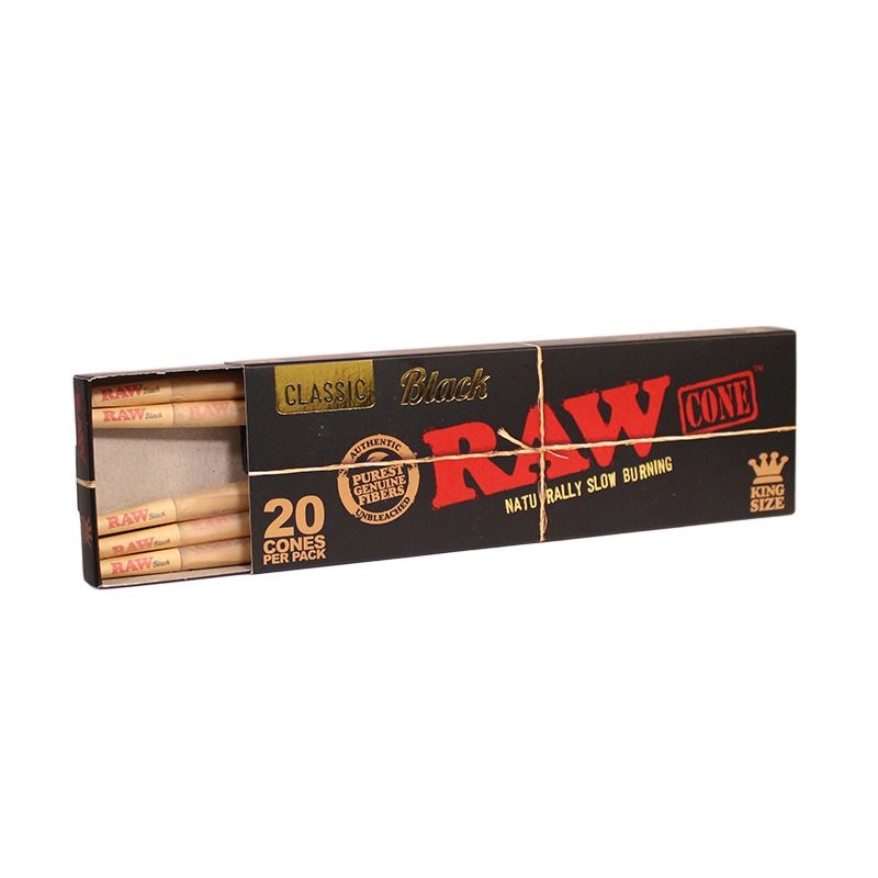 RAW - Black King Size Pre-Roll Cones (20 Pack) (12pcs)