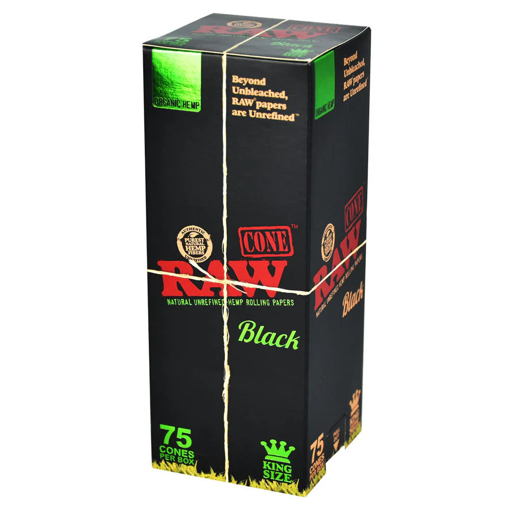 RAW - Black Organic King Size Classic Pre-Roll Cone (75 Pack)