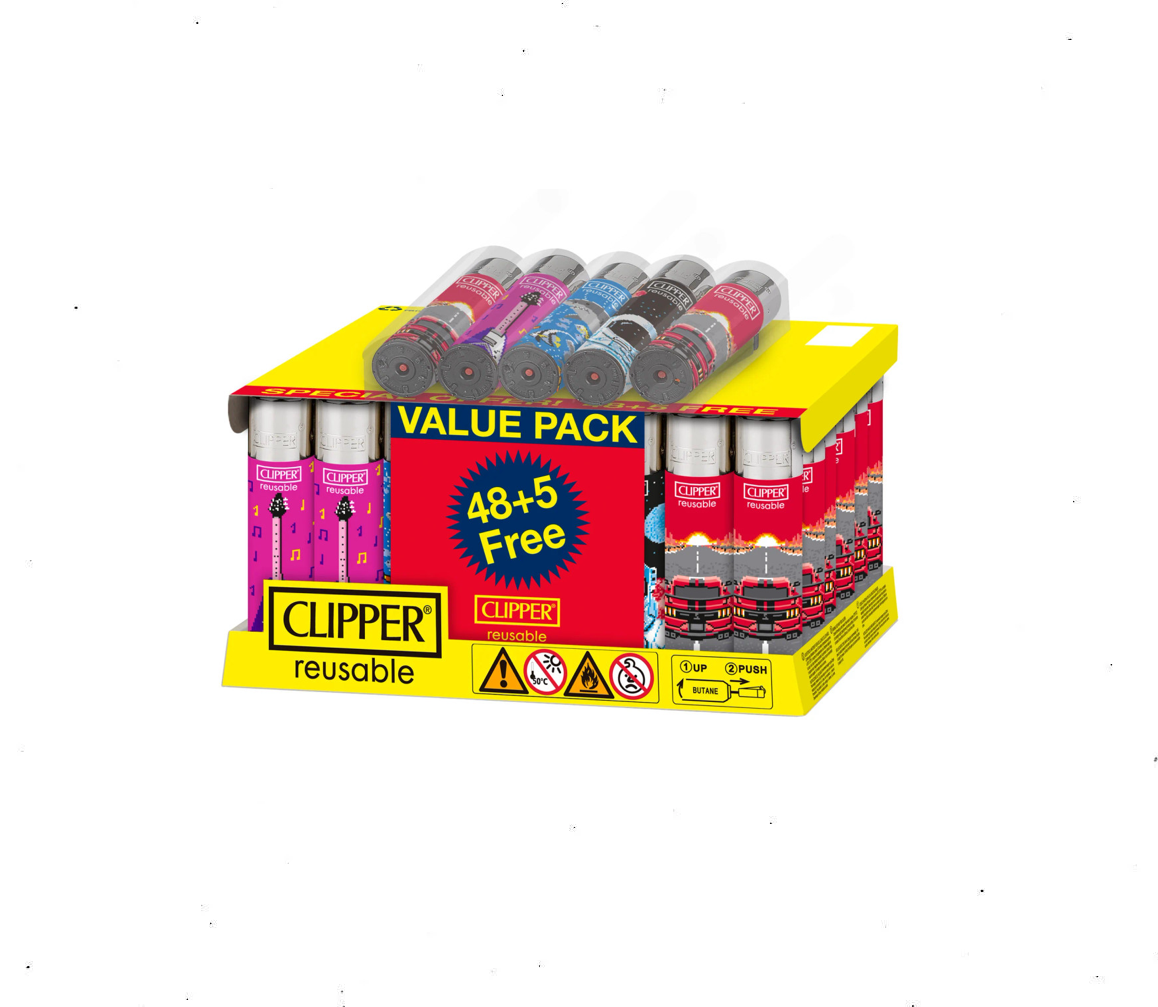 Clipper Lighters - Retro Gaming (48pcs + 5 Free Lighters)